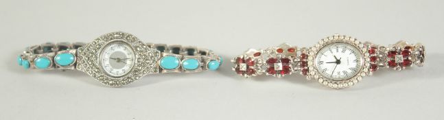 TWO SILVER COCKTAIL WATCHES.