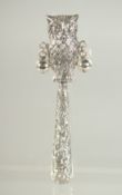 A SILVER OWL RATTLE.
