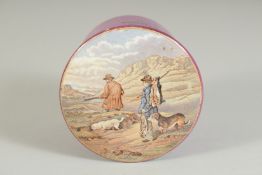 A POMADE POT AND LID, THE SPORTSMAN, 4ins diameter.