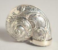 A SILVER CONCH SHELL SNUFF BOX, 1.75