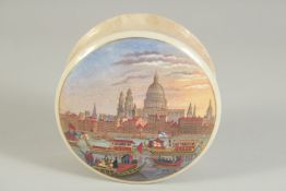 A POMADE POT AND LID, ST. PAULS RIVER PAGENT. 4.5ins diameter.