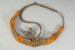 A FINE 19TH CENTURY ARAB / SAUDI GILT METAL THREADED MEN'S HEAD DRESS.