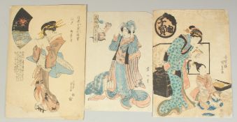 EIZAN KIKUGAWA (1787-1867) & KUNISADA I UTAGAWA (1786-1865): EDO BEAUTIES; three early 19th