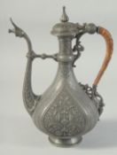 A FRENCH SAFAVID STYLE METAL EWER, 26.5cm high.