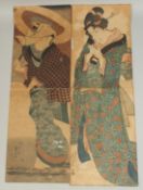 EISEN KEISAI (1787-1867) & KUNIYOSHI UTAGAWA (1797-1861): EDO BEAUTIES; two early 19th century