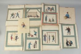 A COLLECTION OF CHINESE PITH PAINTINGS, depicting various figures and punishment scenes, (qty).