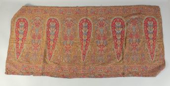 A VERY FINE 19TH CENTURY INDIAN KASHMIRI TEXTILE, 114cm x 54cm.
