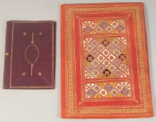 TWO 20TH CENTURY MOROCCAN BINDINGS, 21cm x 14.5cm and 35cm x 25cm, (2).