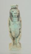 AN UNUSUAL POSSIBLY ANCIENT EGYPTAIN USHABTI FIGURE, 12.5cm high.