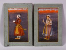 TWO FINE QUALITY INDIAN MINIATURE PAINTINGS, each depicting a Maharaja, both 22cm x 15cm.