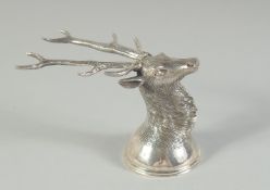 A GOOD RUSSIAN SILVER STAG STIRRUP CUP. Mark: 84, head. 112gms.