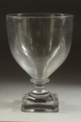 AN 18TH CENTURY ENGLISH GLASS GOBLET. Provenance: Delomosre. 6ins high.