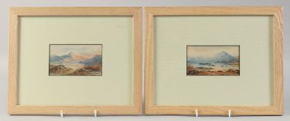 A GOOD PAIR OF WATERCOLOUR PICTURES OF THE LAKE DISTRICT. 2.75ins x 4.75ins.