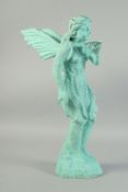 A GREEN PAINTED IRON FAIRY. 19ins high.
