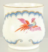 A GOOD SMALL WORCESTER PORCELAIN TANKARD painted with birds and flowers. 2.25ins high.