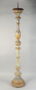 A GOOD 18TH CENTURY CARVED AND GILDED ITALIAN PRICKET CANDLESTAND. 4ft 4ins.