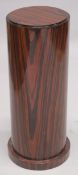 A DECO DESIGN DARK WOOD PEDESTAL. 2ft 7ins high, 1ft diameter.