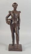 AN EARLY 19TH CENTURY FRENCH CAST IRON STANDING FIGURE 