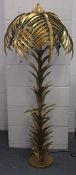 A GOOD LARGE GILDED METAL PALM TREE STANDING LAMP. 5ft high.