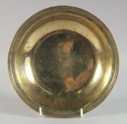 A RARE 18TH CENTURY FRENCH SILVERED BRASS CIRCULAR ALMS DISH 