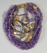 A TEN ROW DIAMOND NECKLACE, with rough cut stones.