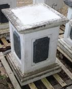 A PAIR OF ITALIAN MARBLE STANDS on square bases. 2ft 7ins high.
