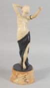 JOSEPH HEINRICH (1883 - 1945) AUSTRIAN. A GOOD BRONZE AND ONYX SEMI NUDE WOMAN. Signed, 12ins high