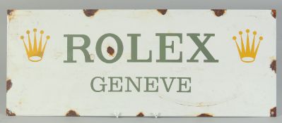 AN ENAMEL ROLEX SIGN. 9ins x 23ins.