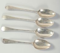 A SET OF THREE GEORGE III NEWCASTLE SILVER TABLESPOONS. 1778, Maker: Langlands & Robertson and a