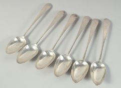 A SET OF SIX GEORGE III IRISH SILVER POINT END TABLESPOONS with Griffin crest. Dublin 1760 - 1766.