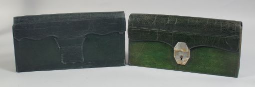 TWO FRENCH LEATHER MONTHLY CLASSIFIEDS 11ins.