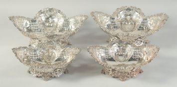 A VERY GOOD SUITE OF PIERCED SILVER BASKETS. Sheffield 1894 -1903. Three by James Dixon & Sons,