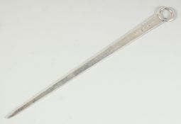 A RARE GEORGE III CHESTER SILVER MEAT SKEWER. 12ins long. Chester 1776. Maker: Joseph Walley of