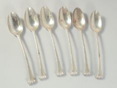 A MIXED SET OF SIX ONSLOW PATTERN GEORGE III SILVER TABLESPOONS by Thomas & William Charner.