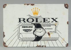 AN ENAMEL ROLEX SIGN. 8ins x 12ins.