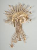 A GOOD CHANEL GILT SPRAY BROOCH set with diamante with gilt hanging drops in a Chanel box.