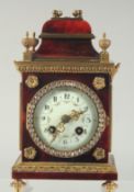 A GOOD SMALL 19TH CENTURY EBONY CASED BRACKET CLOCK with painted cream dial and diamante surround.