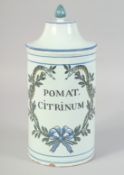 AN 18TH CENTURY CONTINENTAL TIN GLAZE DRUG JAR. 