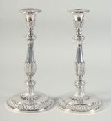A SUPER PAIR OF ASPREY'S CAST SILVER CANDLESTICKS.