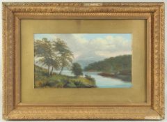 Late 19th Century School, a mountain river landscape, oil on board, 9