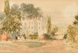 Attributed to David Cox, View of a country house, watercolour, 4.5