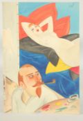 Edward Sylvester Hynes (1897-1982) Irish, An artist with his palette with a nude lady reclining on