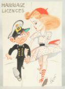 Edward Sylvester Hynes (1897-1982) Irish, 'Marriage Licences', an Officer and young lady, 12.25