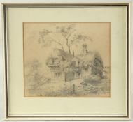 A 19th Century watercolour of cattle resting before a mountain lake, 11