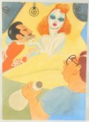 Edward Sylvester Hynes (1897-1982) Irish, two actors under lights with a director, along with