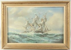 20th Century, 'Strongwinds, Queen of Clippers', oil on canvas, indistinctly signed, 17