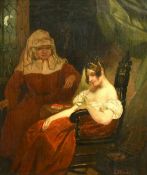 Johannes Anthonie Balthazar Stroebel (1821-1905) Dutch, a resting female figure attended by her