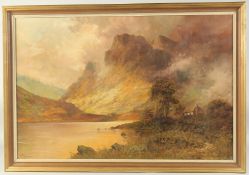 F. E. Jamieson (1895-1950), a cottage by a Highland Loch at dusk, oil on canvas, signed, 20