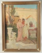19th / 20th Century, Classical figures in a courtyard, oil on canvas, 29.5
