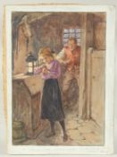 Gordon Browne (1858-1932) British, 'She was ....', watercolour and gouache, initialled, inscribed